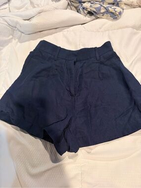 H&M Navy High-Waist Tailored Shorts